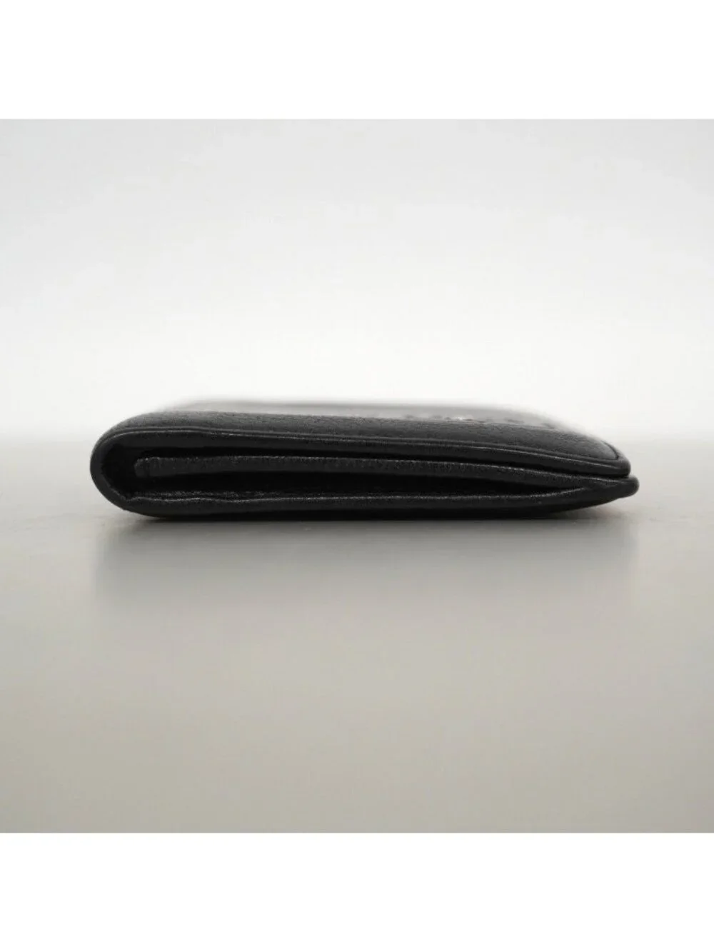 Chanel Card Case Camellia Lambskin Black Silver